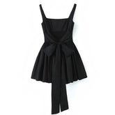 Black Bow Corset Backless Drop Waist Spaghetti Strap Mini Dress